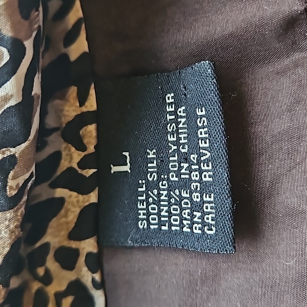Fuda International Vintage Animal Print Big Cat Safari 100% Silk Windbreaker L - Picture 4 of 7
